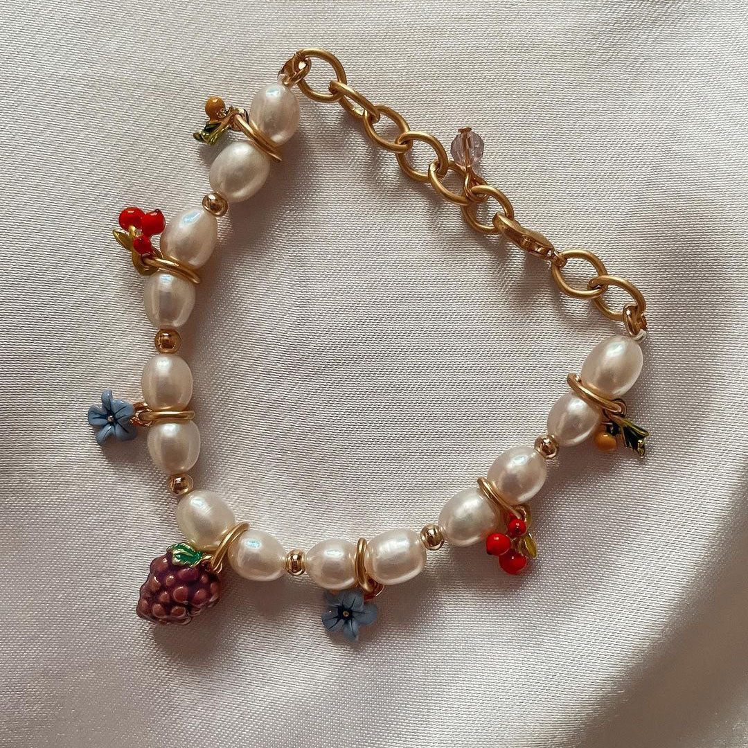enamel grape pearl bracelet