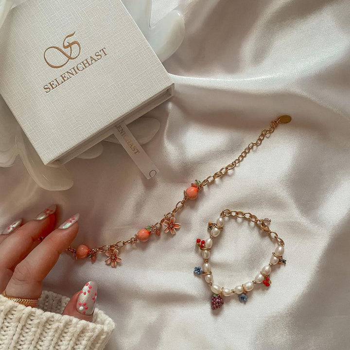 grape pearl chain bracelet