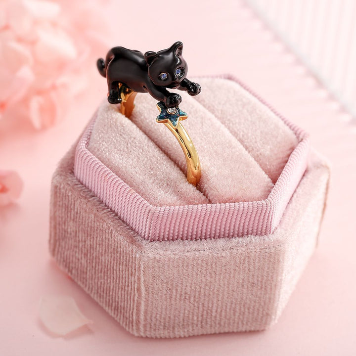 black cat ring jewelry box