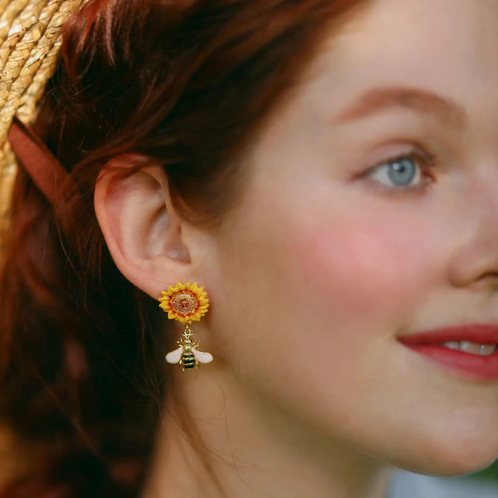 Selenichast Sunflower & Bee Earrings