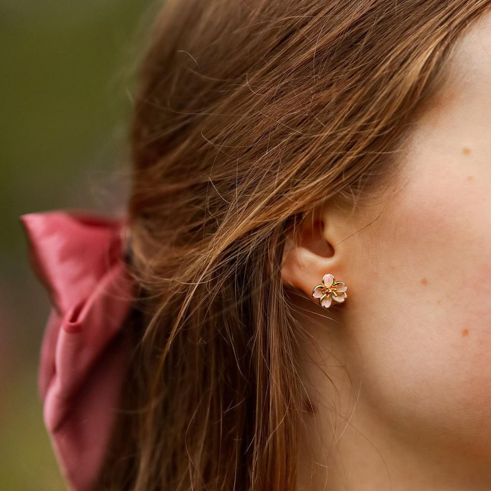 enamel sakura stud earrings