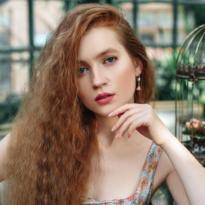 Enamel Lily Of The Valley Pearl Earrings