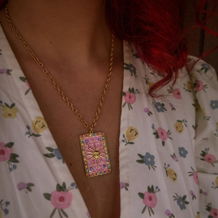 The Sun Tarot Gold  Necklace