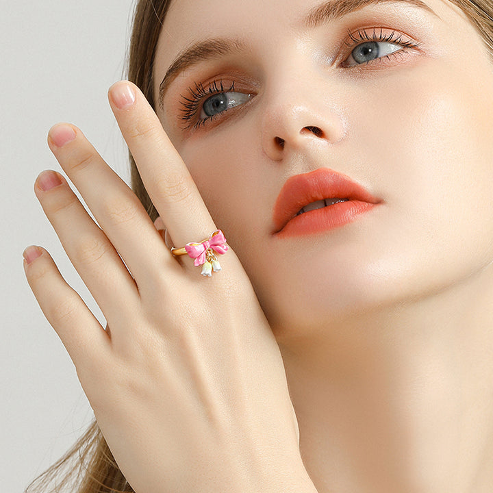 Lily Of The Valley Bowknot Gold Open Ring