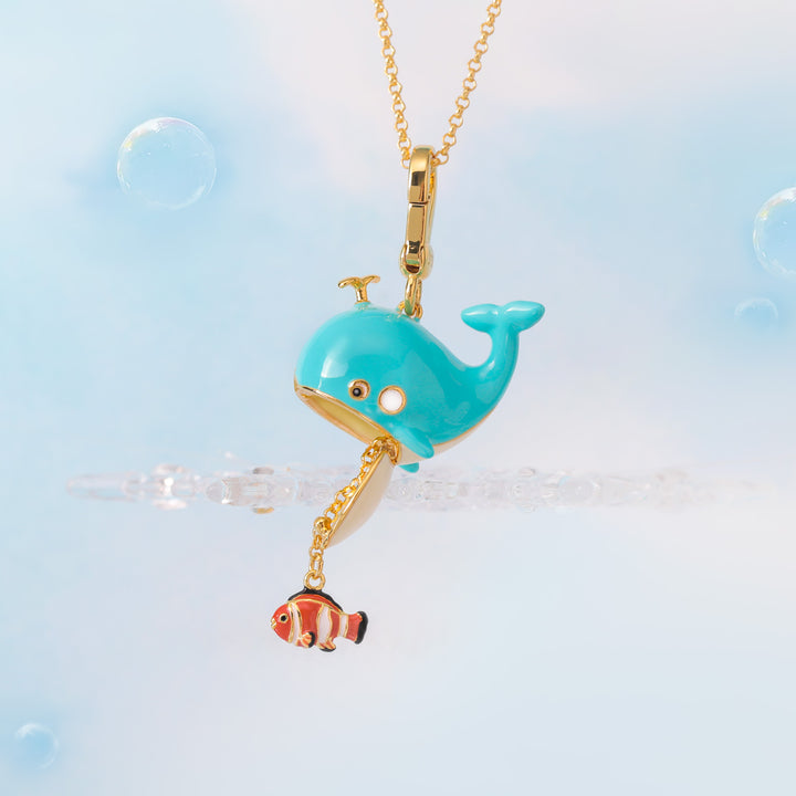 Lovely Whale Locket Necklace Gold