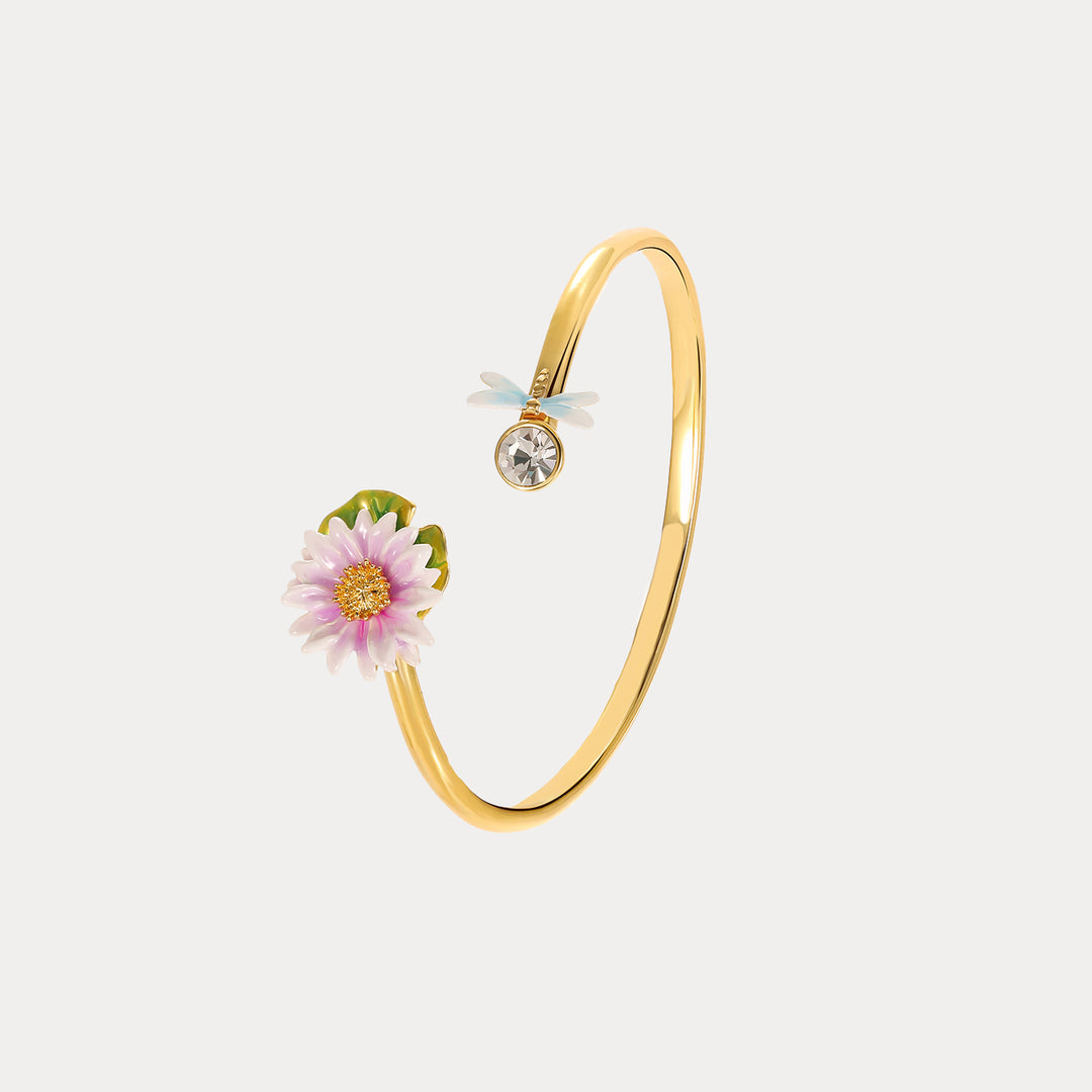 Lotus Dragonfly Gold Bracelet