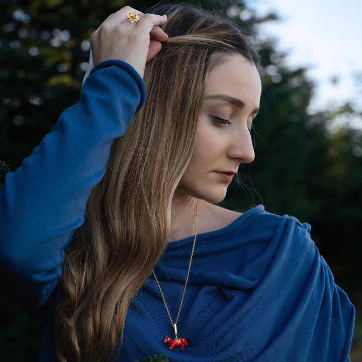 Red Horse Pendant Chain Necklace