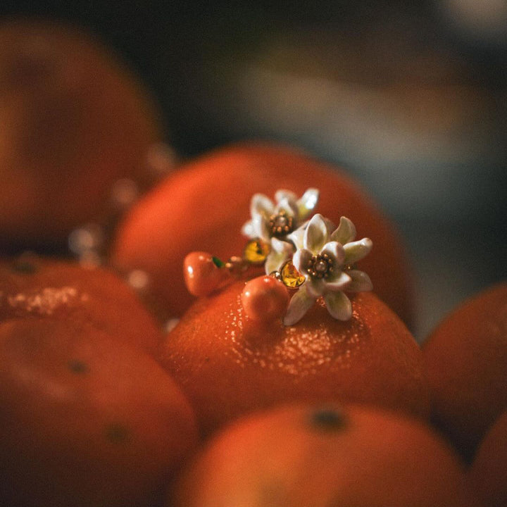 Orange Flower Stud Nature Earrings