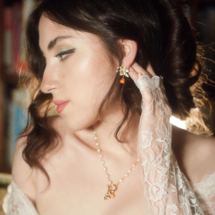orange pearl gold necklace