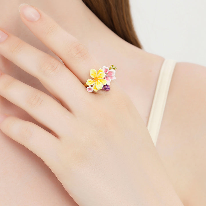 Sweet Grape Flower Enamel Ring Personalised Jewelry Gifts for Her