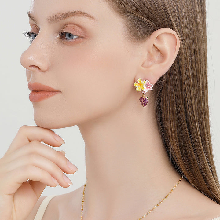 Sweet Grape Flower Wedding Earrings