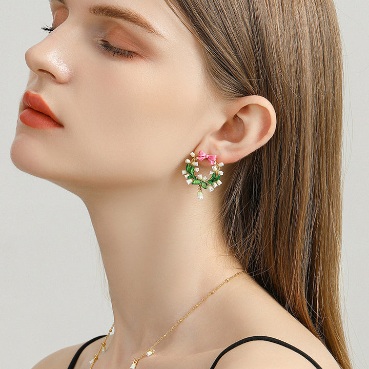 Lily Of The Valley Bowknot Fashion Earrings