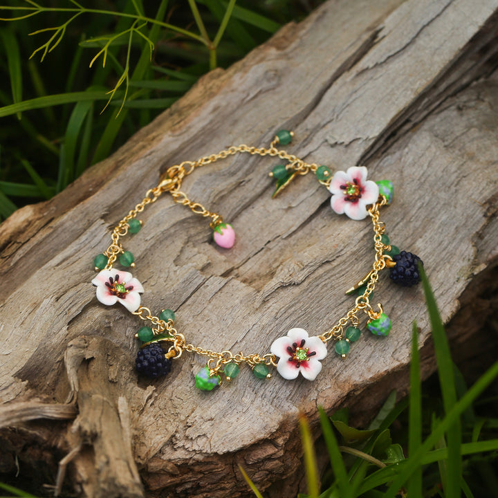 Gold Dainty Blackberry Flower Beads Bracelet