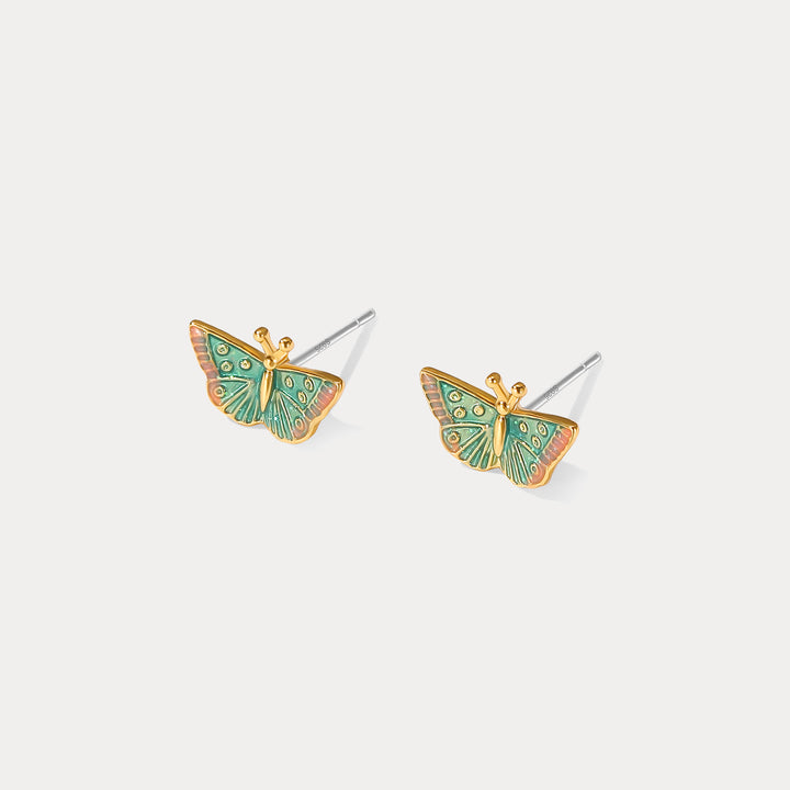 Rainforest Butterfly Enamel Earrings Birthday Jewelry Gift for Her