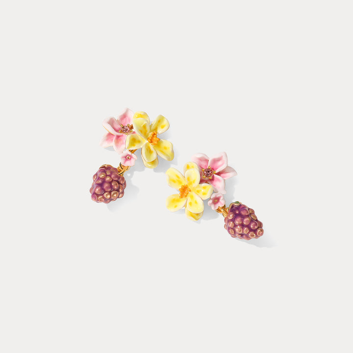 Sweet Grape Flower Enamel Earrings Birthday Jewelry Gift for Woman