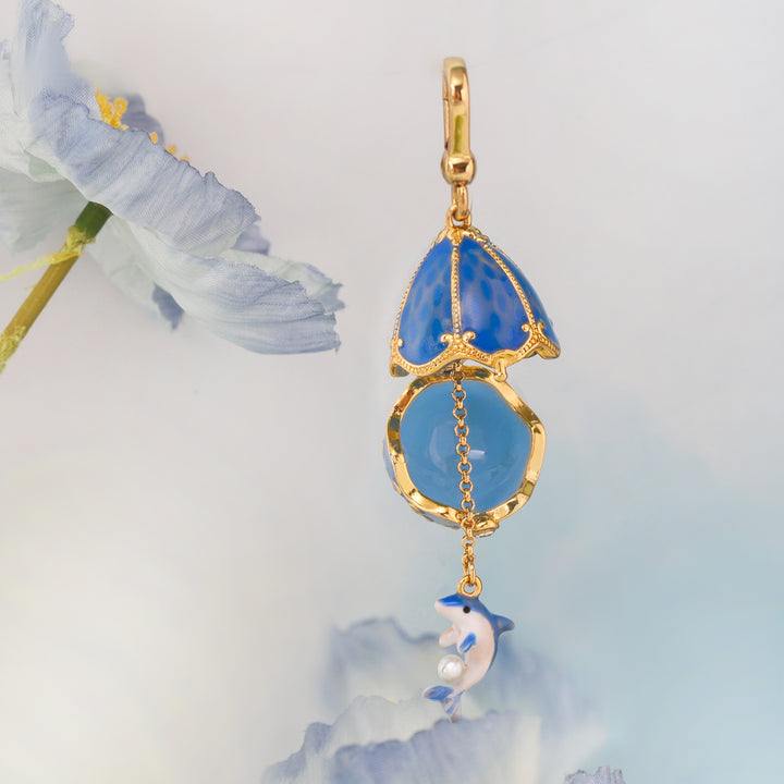 Dolphin Egg Locket Pendant Necklace Gold
