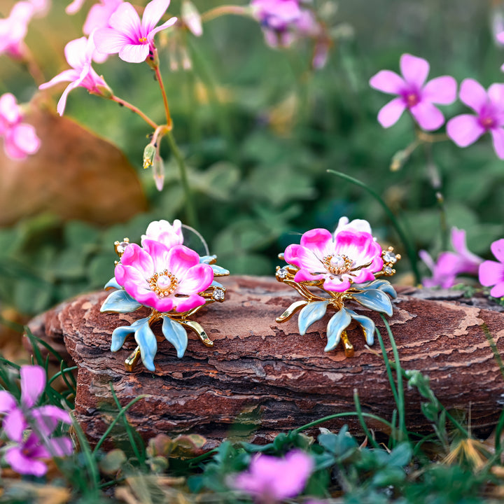 Gold Dainty Peony Earrings