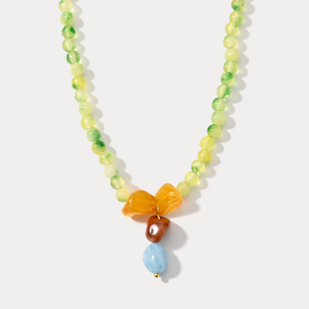 Collier de perles de péridot vert naturel