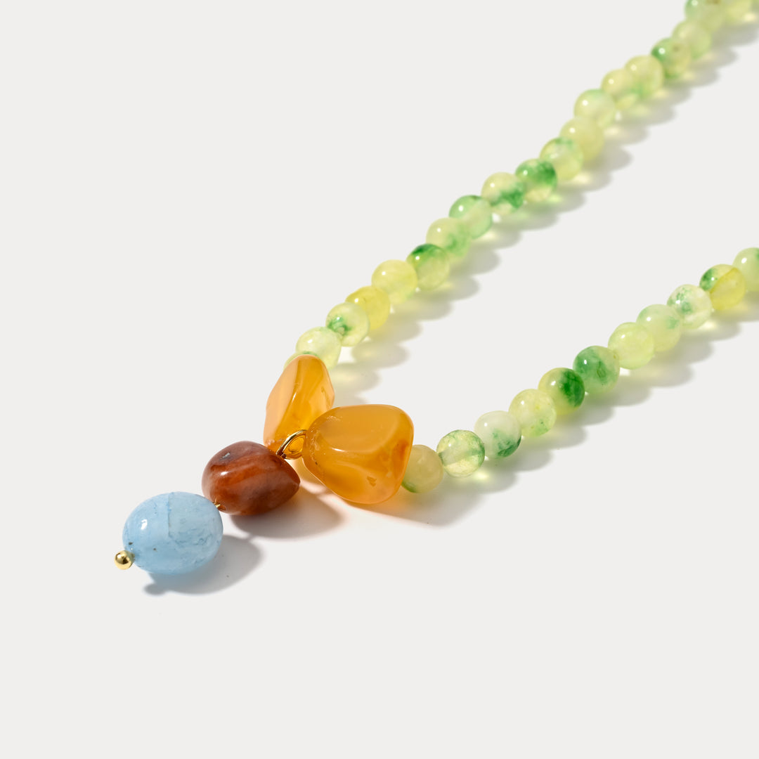 Collier de perles de péridot vert naturel