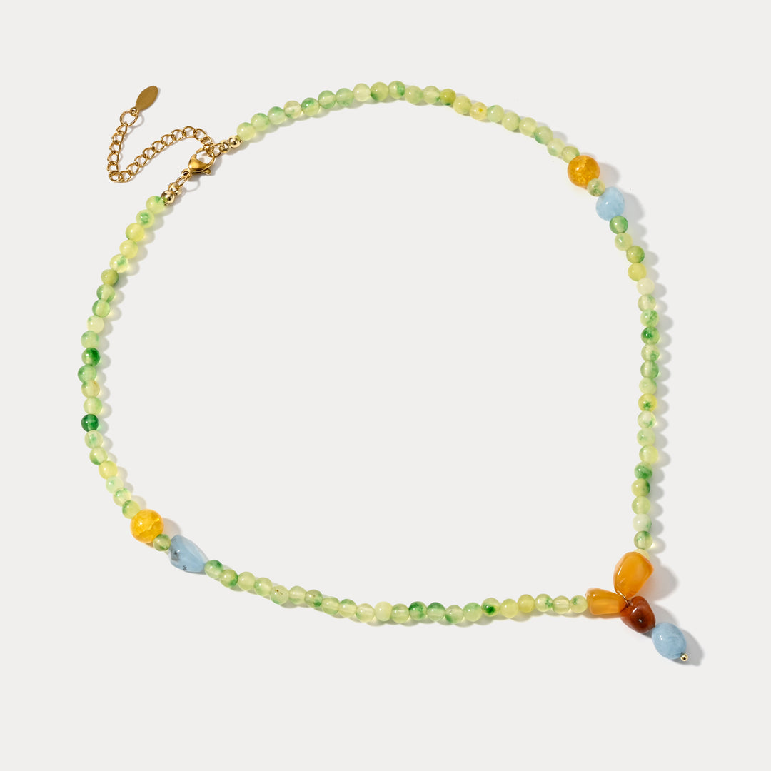 Collier de perles de péridot vert naturel