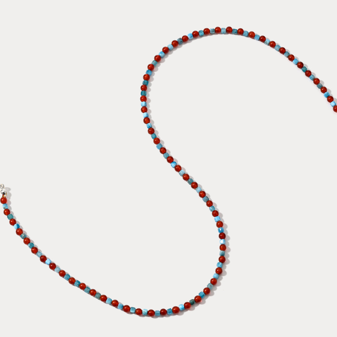 Collar de cuentas de semillas de ágata roja