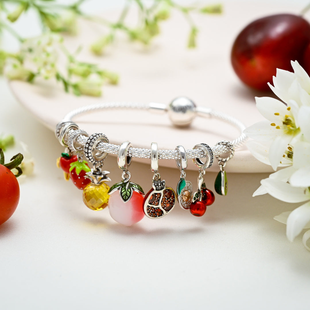 Silver Fruit Basket Bracelet