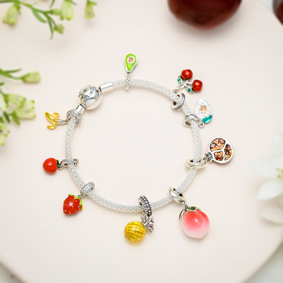Silver Fruit Basket Bracelet
