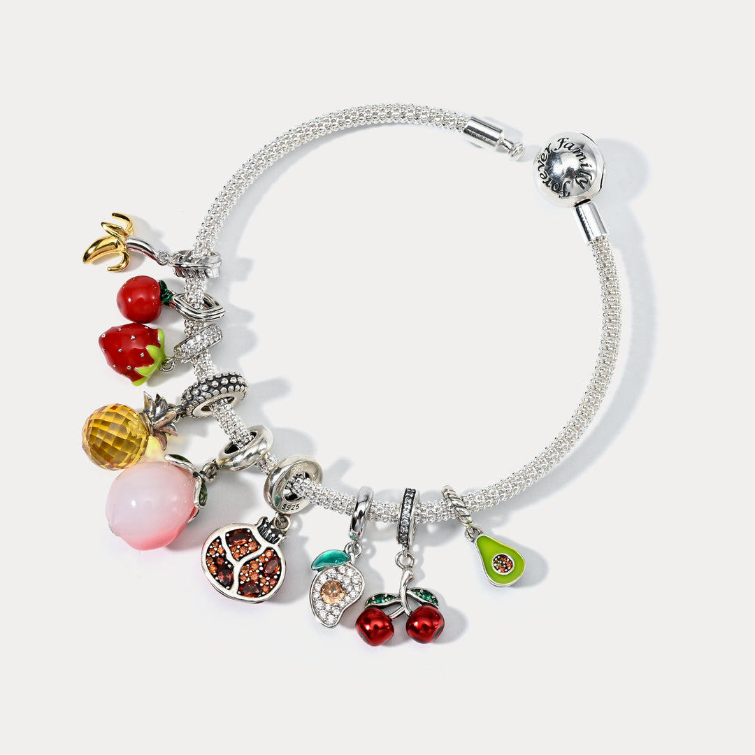 Silver Fruit Basket Bracelet