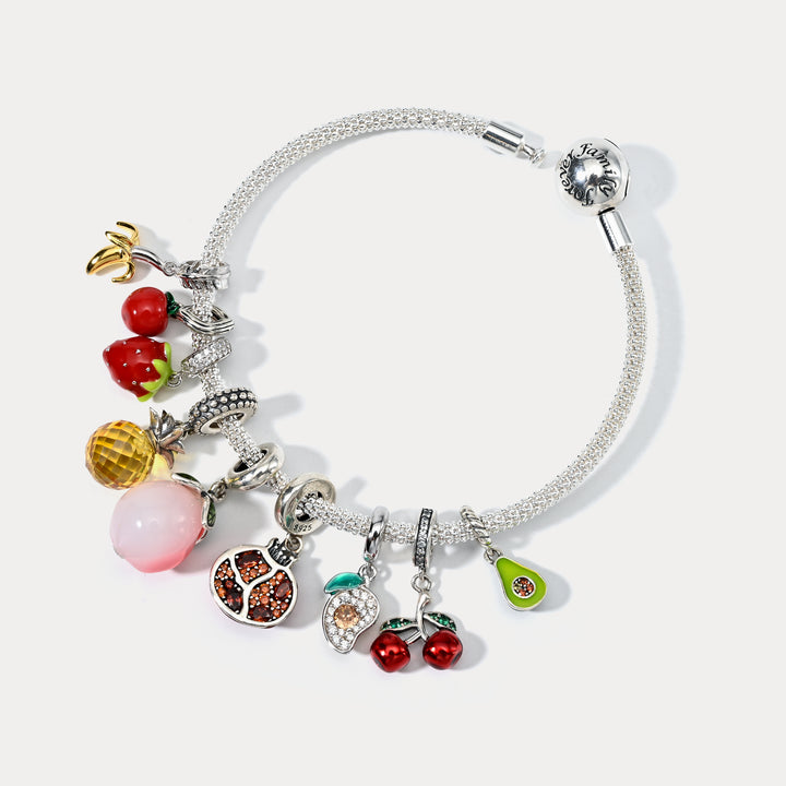 Silver Fruit Basket Bracelet
