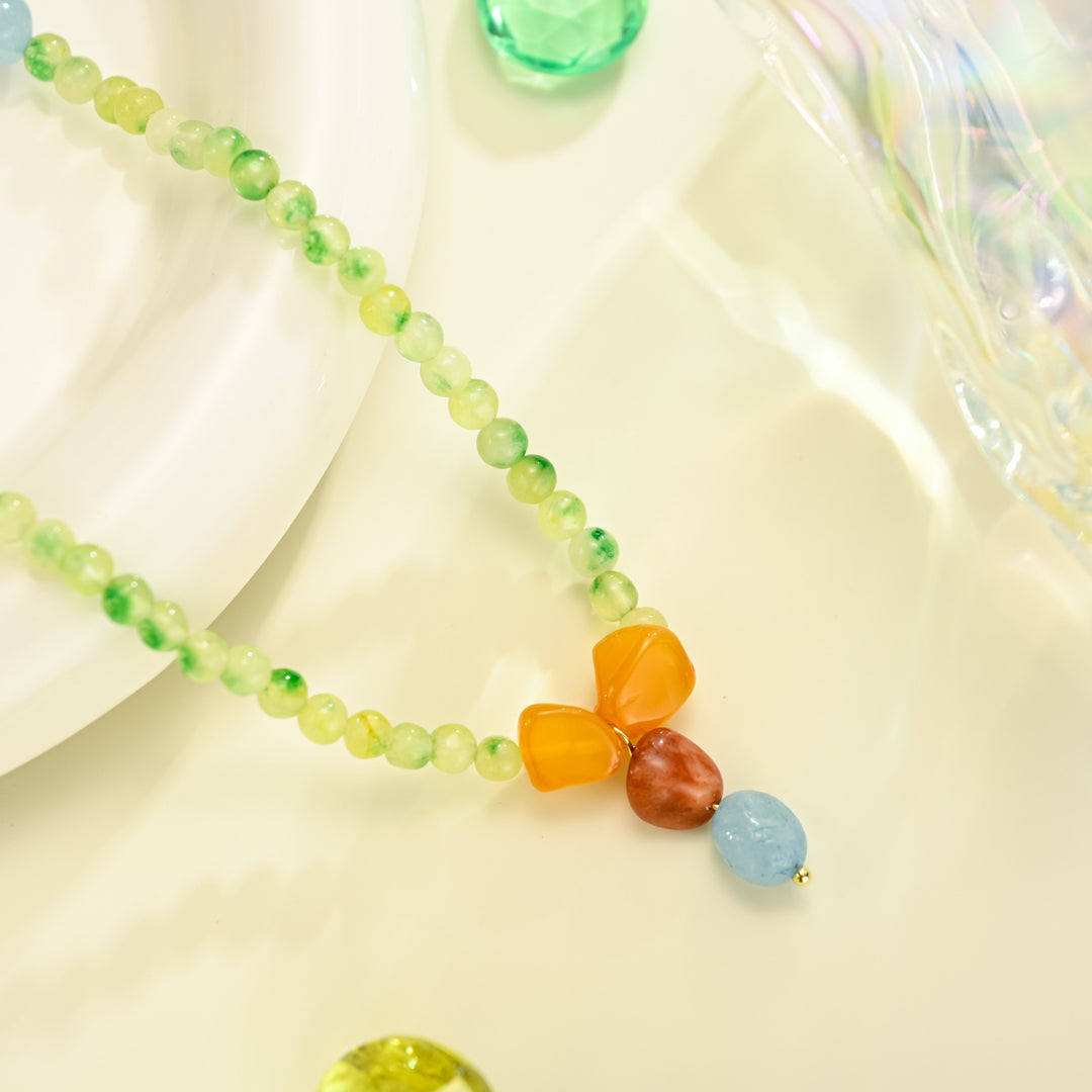 Collier de perles de péridot vert naturel
