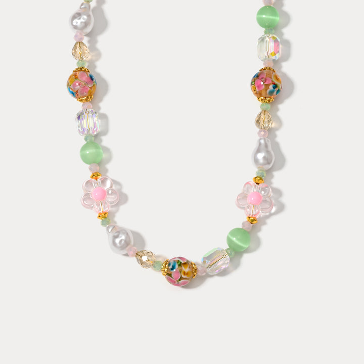 Selenichast Pastel Natural Stone Beaded Necklace