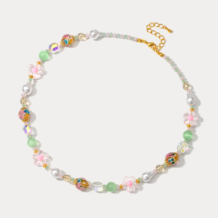 Selenichast Pastel Natural Stone Beaded Necklace