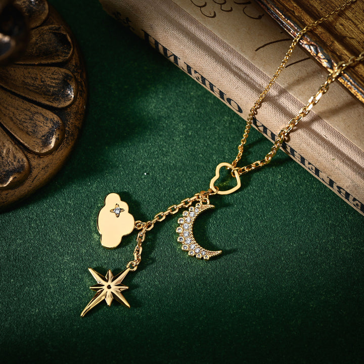Moon Star Lariat Necklace