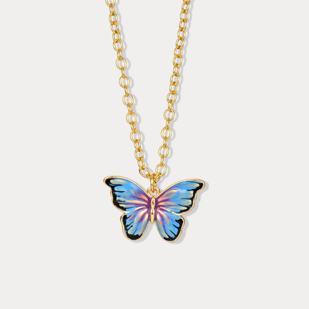 Selenichast Bluish Violet Butterfly Necklace