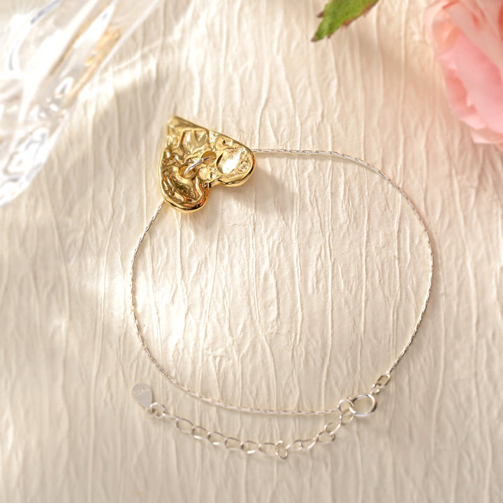 Golden Heart Silver Bracelet