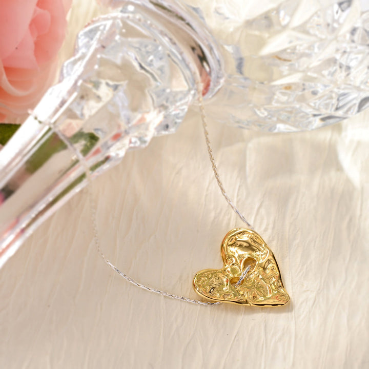 Golden Heart Silver Anklet