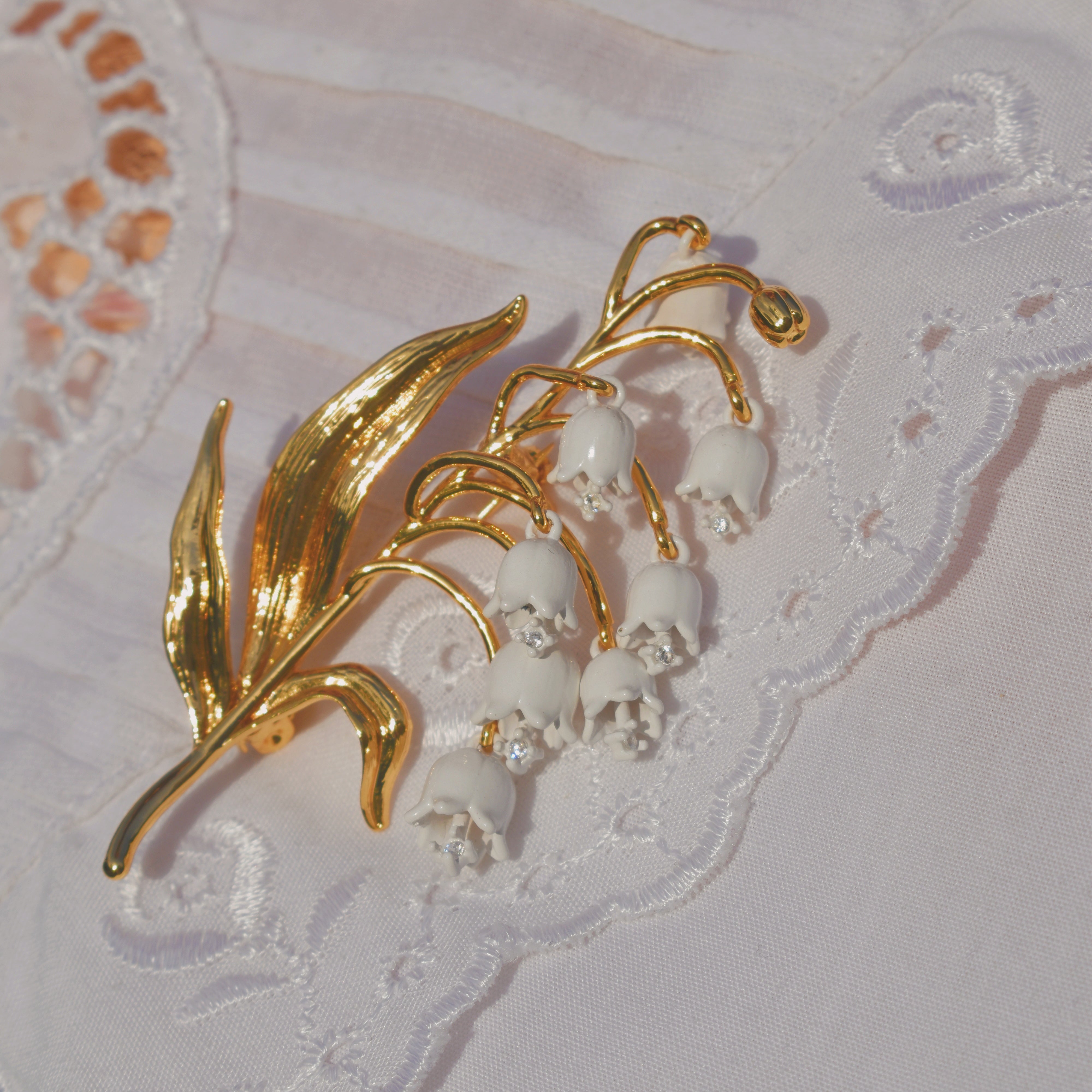 Vintage Golden Lily Of The Valley Brooch