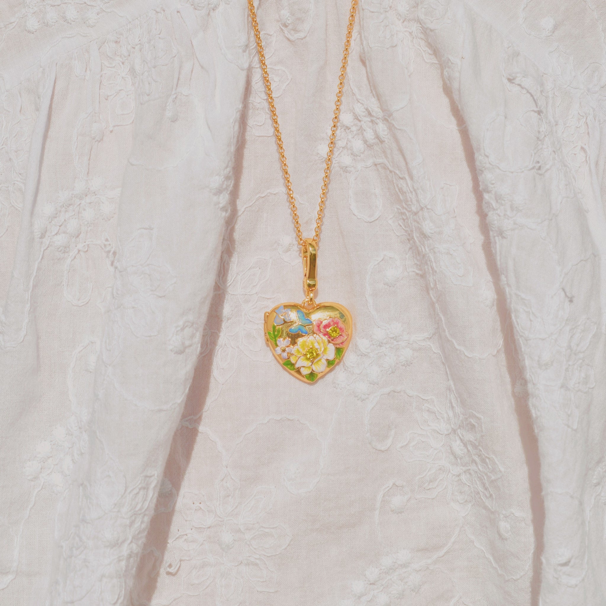 Flower Heart Shaped Locket Necklace