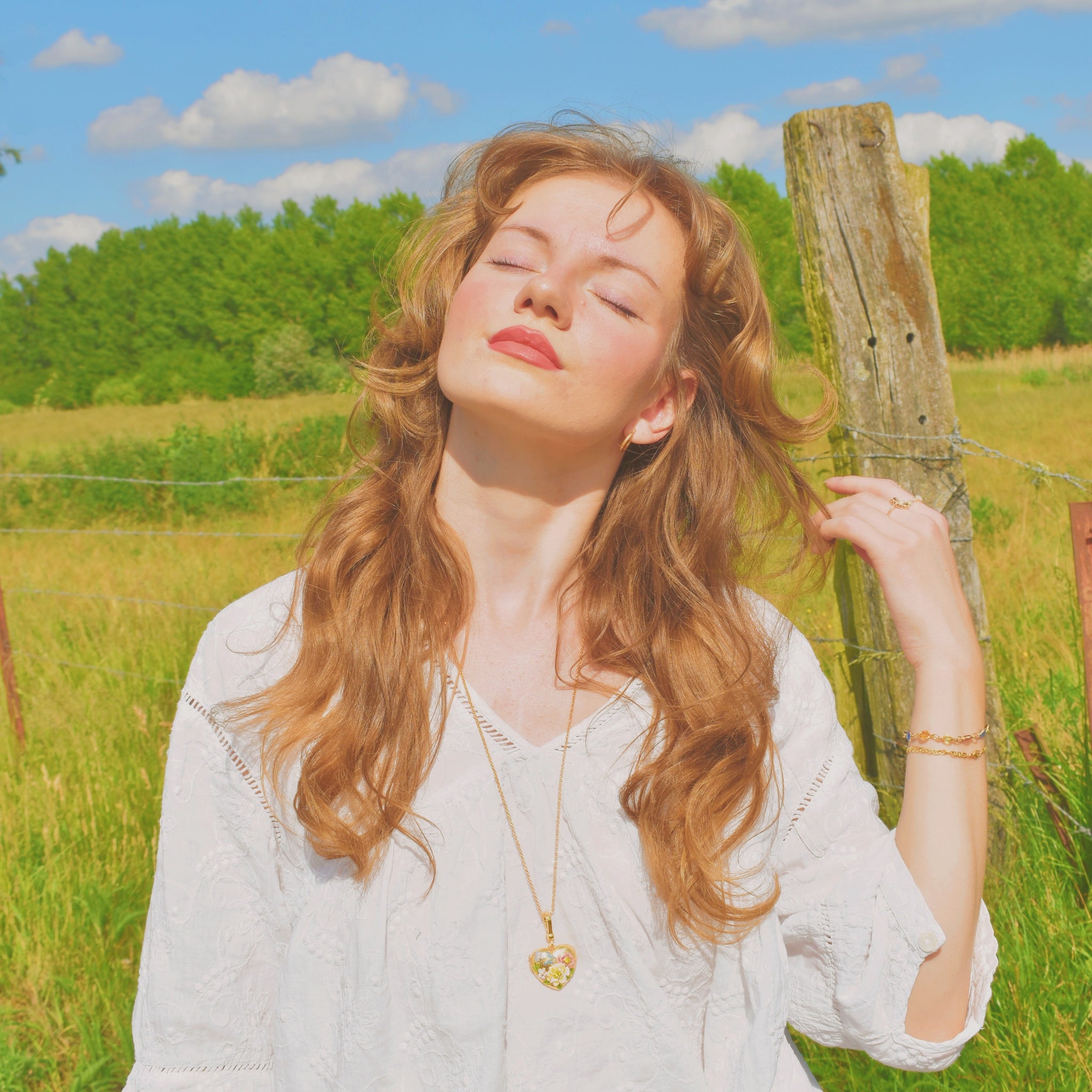 Flower Heart Shaped Locket Necklace