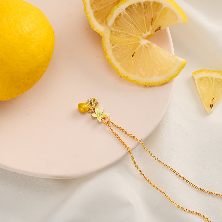 Flower Lemon Pendant Delicate Necklace