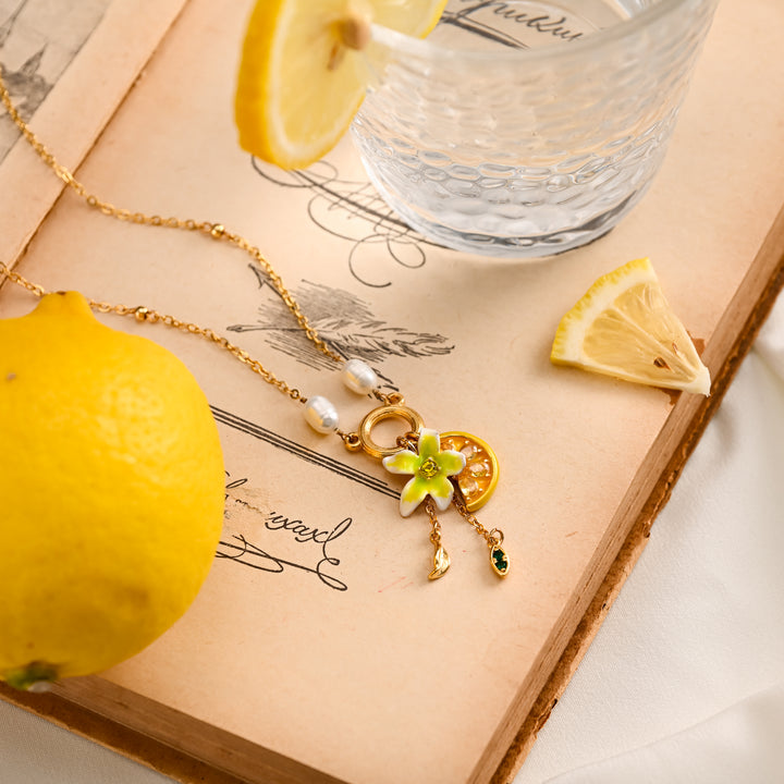Gold Lemon Flower Dainty Necklace