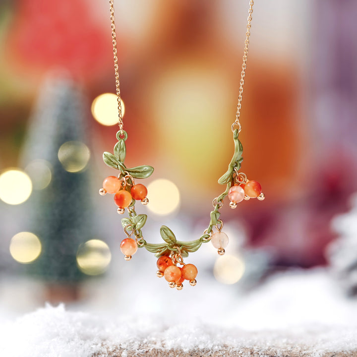 Delicate Orange Berry Necklace