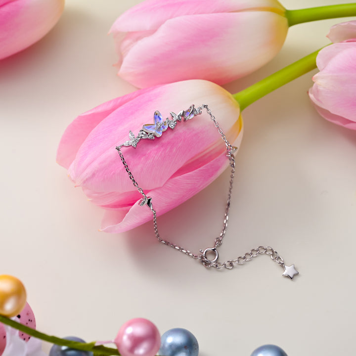 Selenichast Butterfly Planet Silver Bracelet