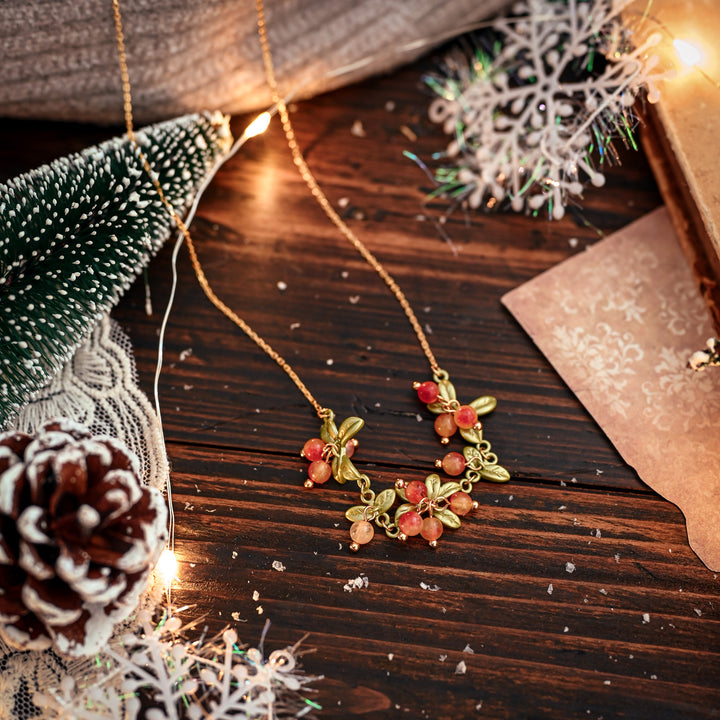 Orange Berry Necklace Gold
