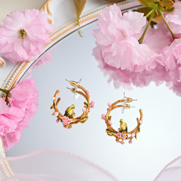 Cute Canary Bird Hoop Earrings