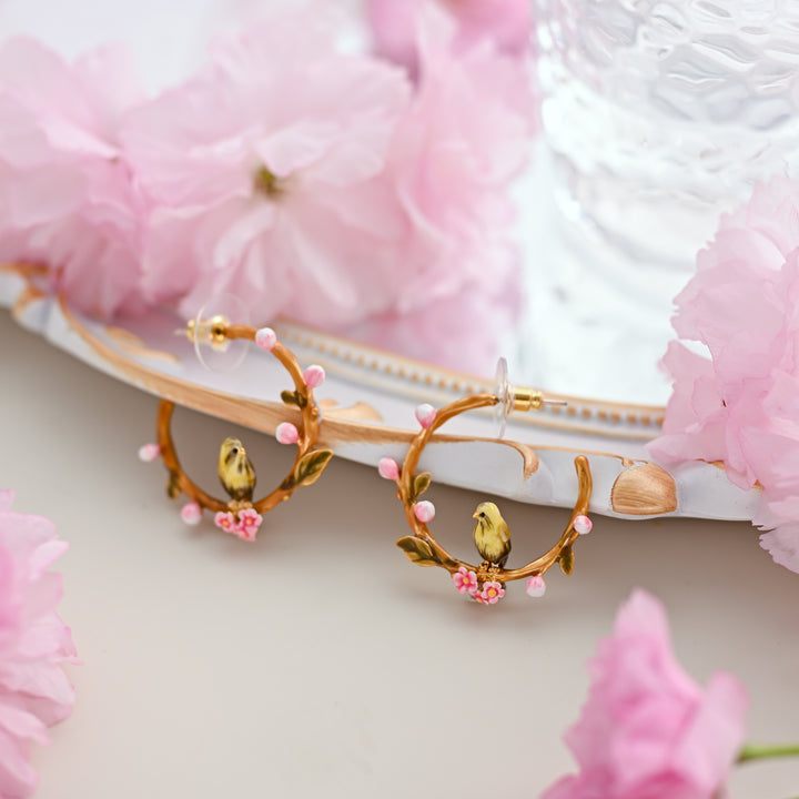 Cute Canary Bird Circle Earrings
