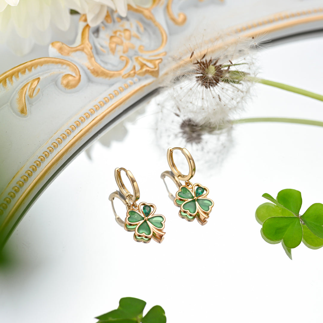 Selenichast Four Leaf Clover Hoop Earrings