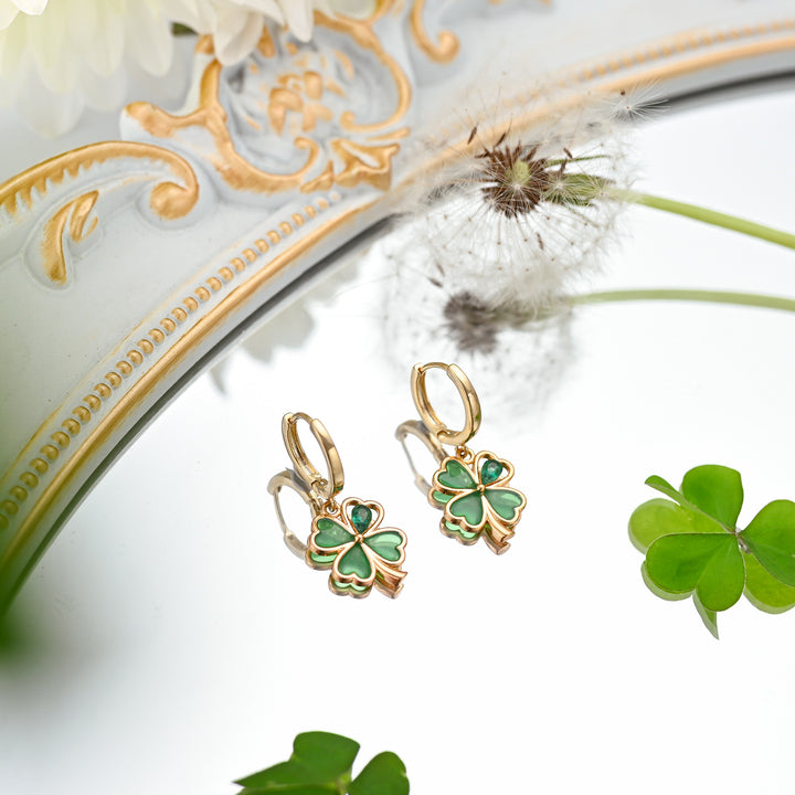 Selenichast Four Leaf Clover Hoop Earrings