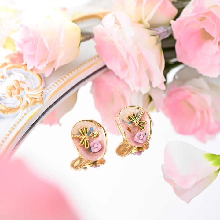 Selenichast Flower Dragonfly Earrings