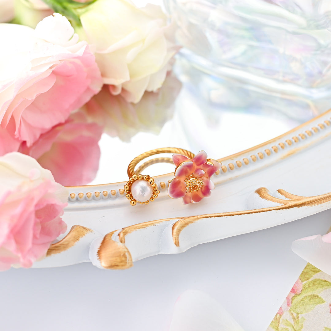 Selenichast Flower Pearl Enamel Ring